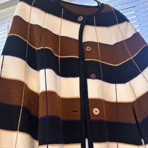 70s Vintage Plaid Knit Cloak
